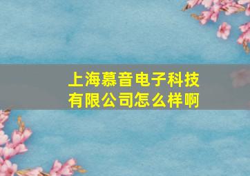 上海慕音电子科技有限公司怎么样啊