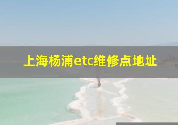 上海杨浦etc维修点地址