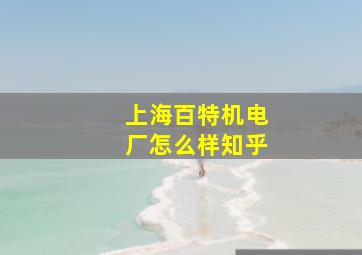 上海百特机电厂怎么样知乎