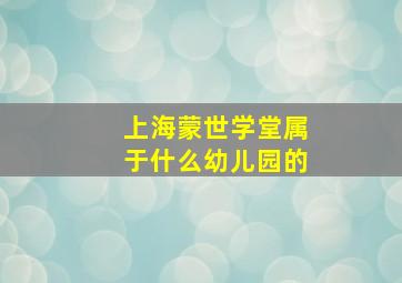 上海蒙世学堂属于什么幼儿园的