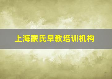 上海蒙氏早教培训机构