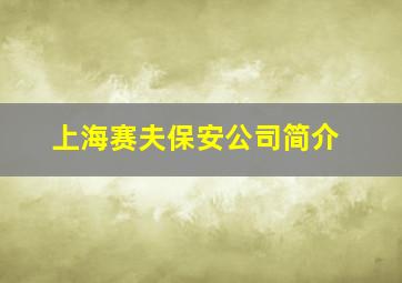 上海赛夫保安公司简介