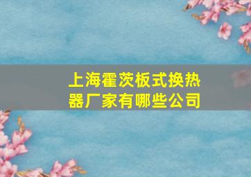 上海霍茨板式换热器厂家有哪些公司