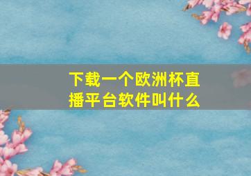 下载一个欧洲杯直播平台软件叫什么