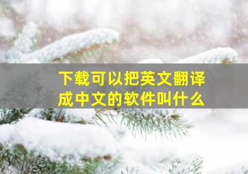 下载可以把英文翻译成中文的软件叫什么