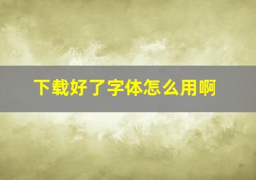 下载好了字体怎么用啊