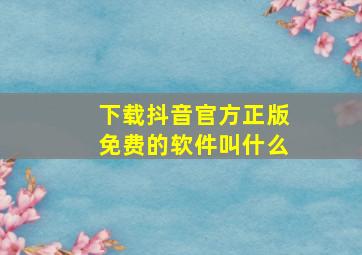 下载抖音官方正版免费的软件叫什么