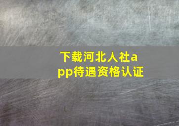 下载河北人社app待遇资格认证