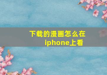 下载的漫画怎么在iphone上看