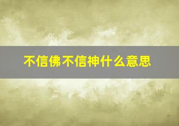 不信佛不信神什么意思