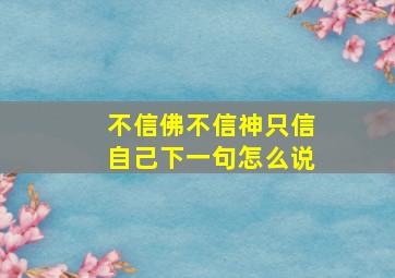 不信佛不信神只信自己下一句怎么说