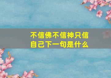 不信佛不信神只信自己下一句是什么