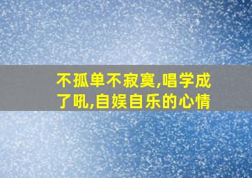 不孤单不寂寞,唱学成了吼,自娱自乐的心情