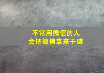 不常用微信的人会把微信拿来干嘛