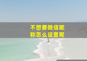 不想要微信昵称怎么设置呢