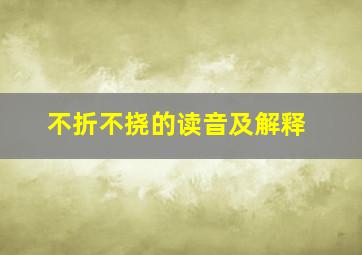 不折不挠的读音及解释