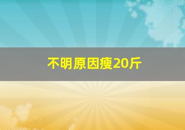 不明原因瘦20斤