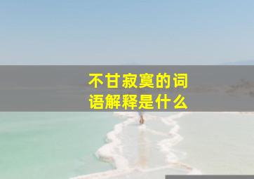 不甘寂寞的词语解释是什么