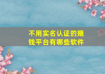 不用实名认证的赚钱平台有哪些软件