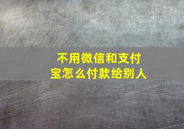 不用微信和支付宝怎么付款给别人