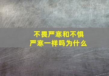 不畏严寒和不惧严寒一样吗为什么