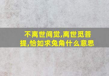 不离世间觉,离世觅菩提,恰如求兔角什么意思