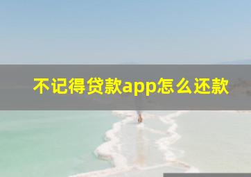 不记得贷款app怎么还款