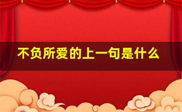 不负所爱的上一句是什么