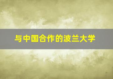 与中国合作的波兰大学