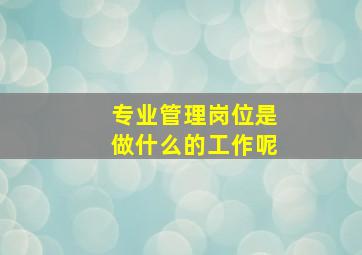 专业管理岗位是做什么的工作呢