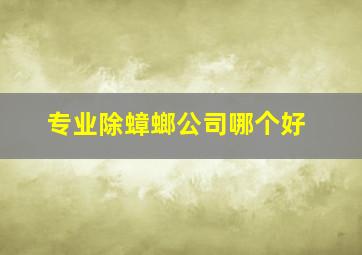 专业除蟑螂公司哪个好