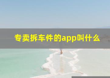 专卖拆车件的app叫什么