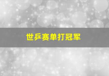 世乒赛单打冠军