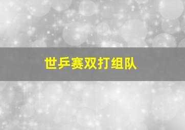 世乒赛双打组队