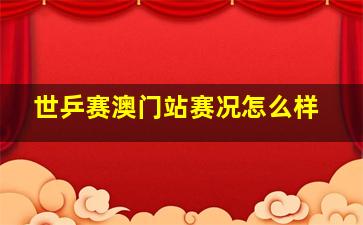 世乒赛澳门站赛况怎么样