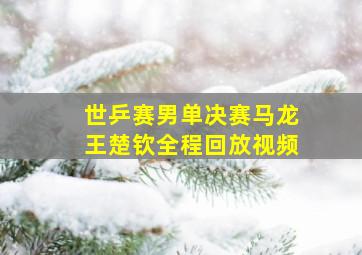 世乒赛男单决赛马龙王楚钦全程回放视频