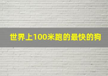 世界上100米跑的最快的狗