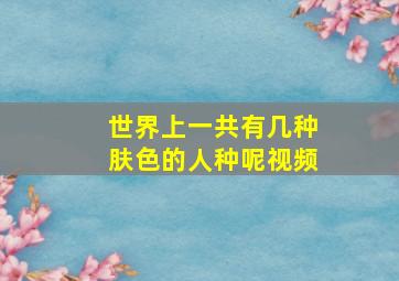 世界上一共有几种肤色的人种呢视频