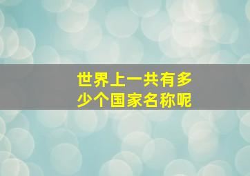 世界上一共有多少个国家名称呢