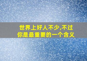 世界上好人不少,不过你是最重要的一个含义