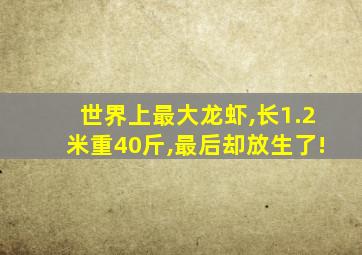 世界上最大龙虾,长1.2米重40斤,最后却放生了!