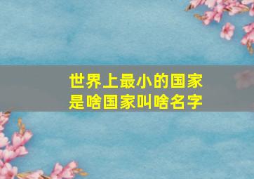 世界上最小的国家是啥国家叫啥名字