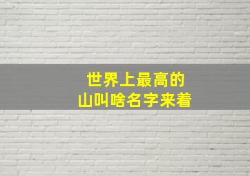 世界上最高的山叫啥名字来着