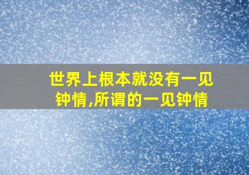 世界上根本就没有一见钟情,所谓的一见钟情