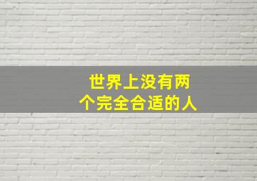 世界上没有两个完全合适的人