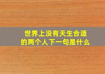 世界上没有天生合适的两个人下一句是什么