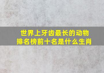 世界上牙齿最长的动物排名榜前十名是什么生肖