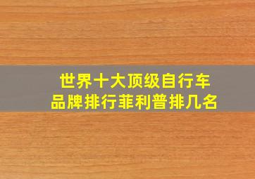 世界十大顶级自行车品牌排行菲利普排几名