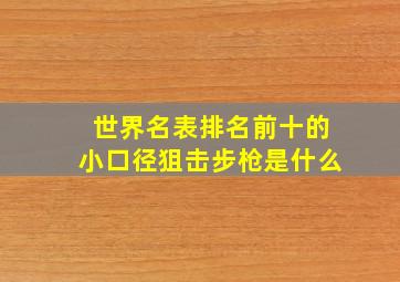 世界名表排名前十的小口径狙击步枪是什么