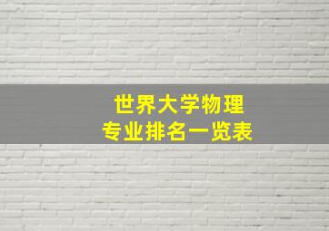 世界大学物理专业排名一览表